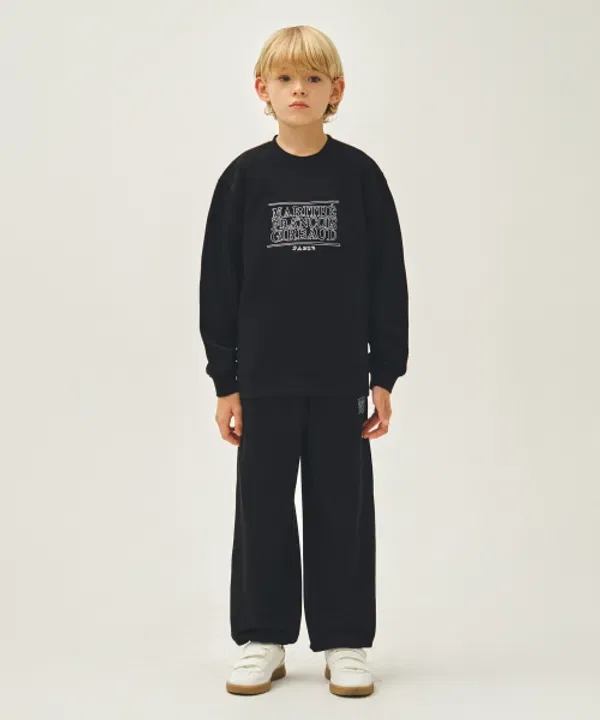 Спортивный костюм с логотипом, Kids doodle classic logo jogger set-up, Marithé, черный