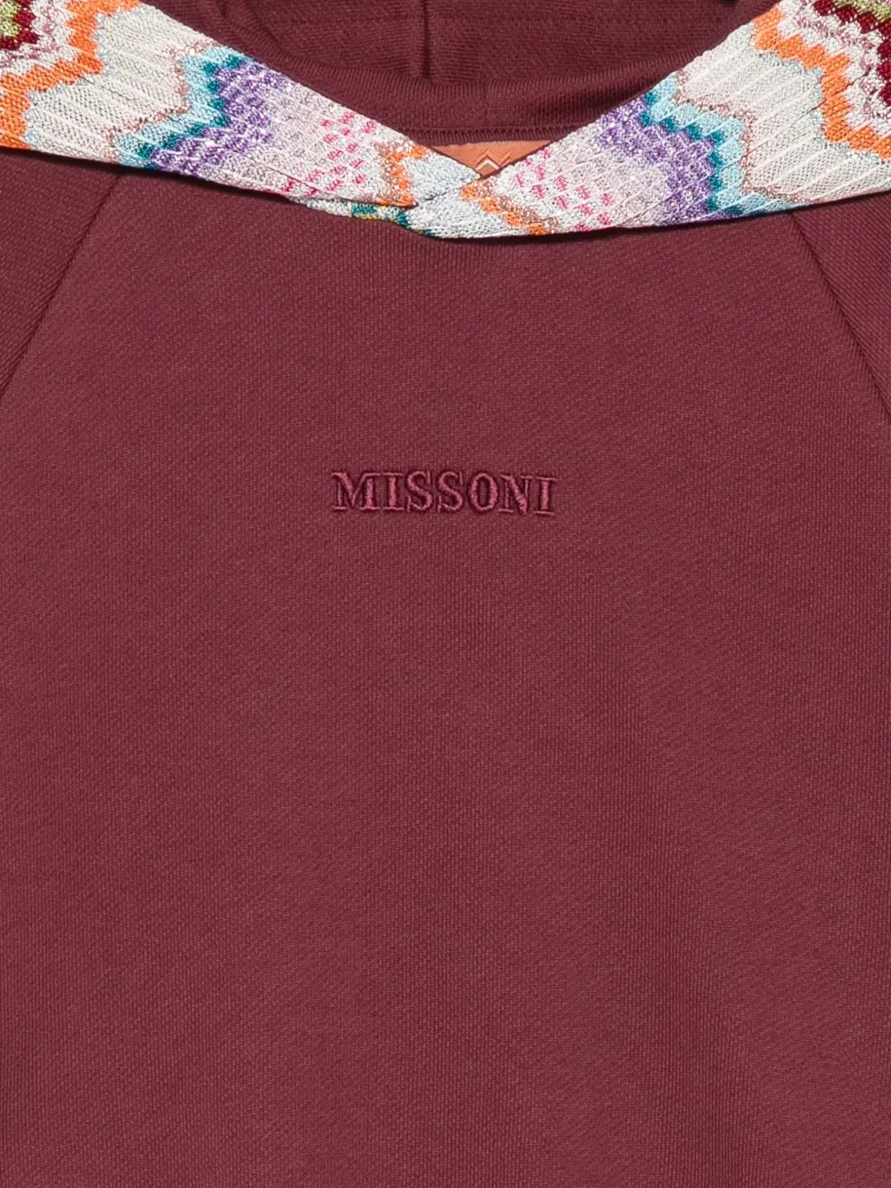 Худи из хлопка с вышитым логотипом и зигзагообразной отделкой Missoni Kids, красный — фото 3