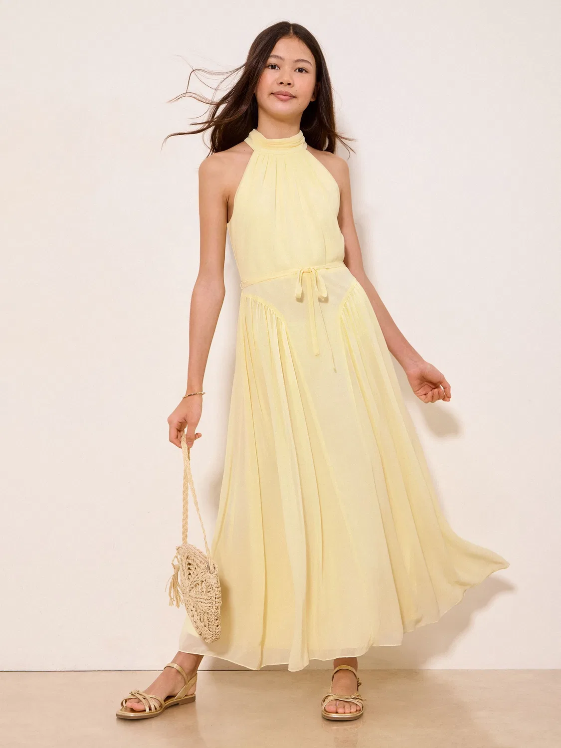 Платье макси на завязках Lipsy, цвет Buttermilk Yellow