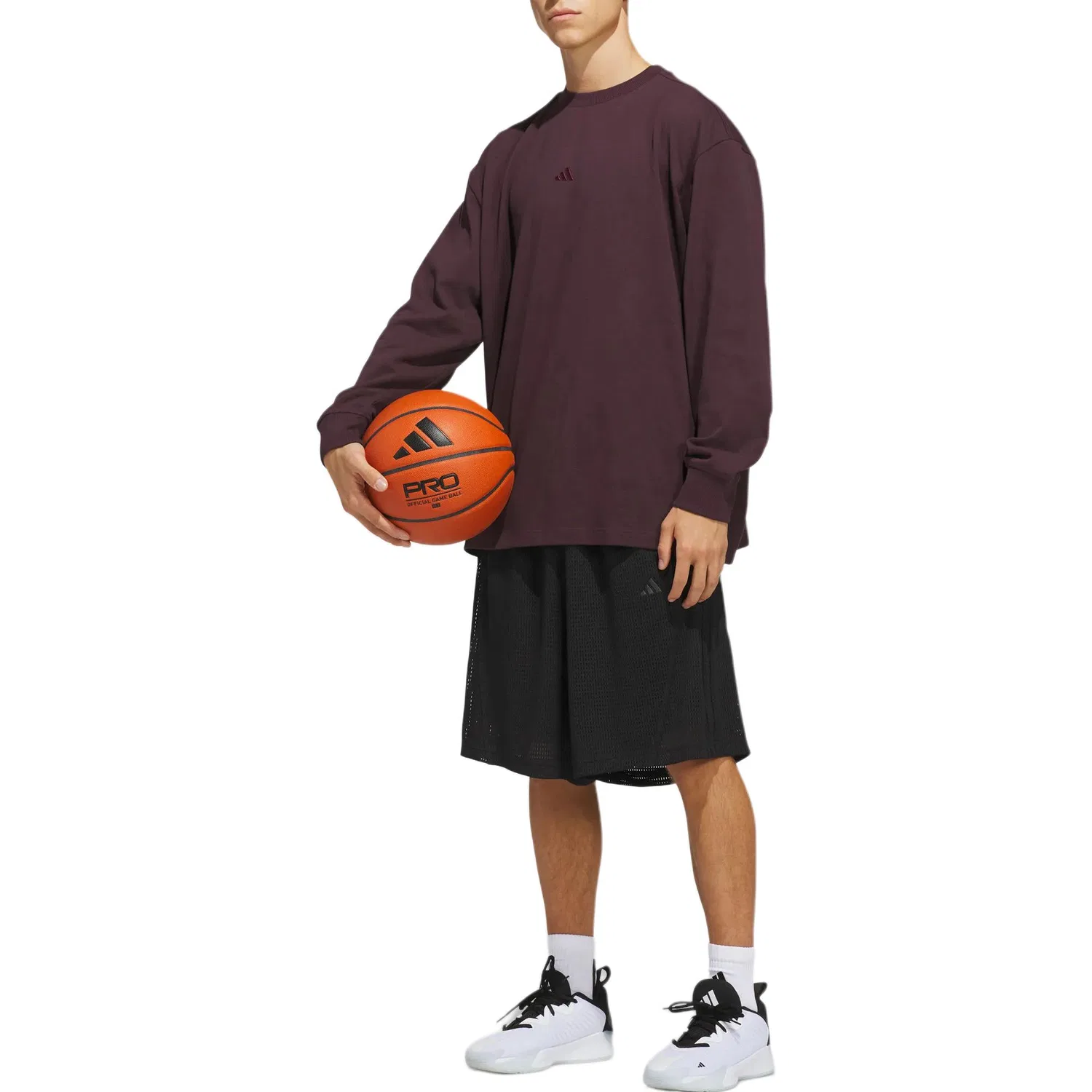 Футболка Adidas Basketball с круглым вырезом, Dark Reddish Purple — фото 3