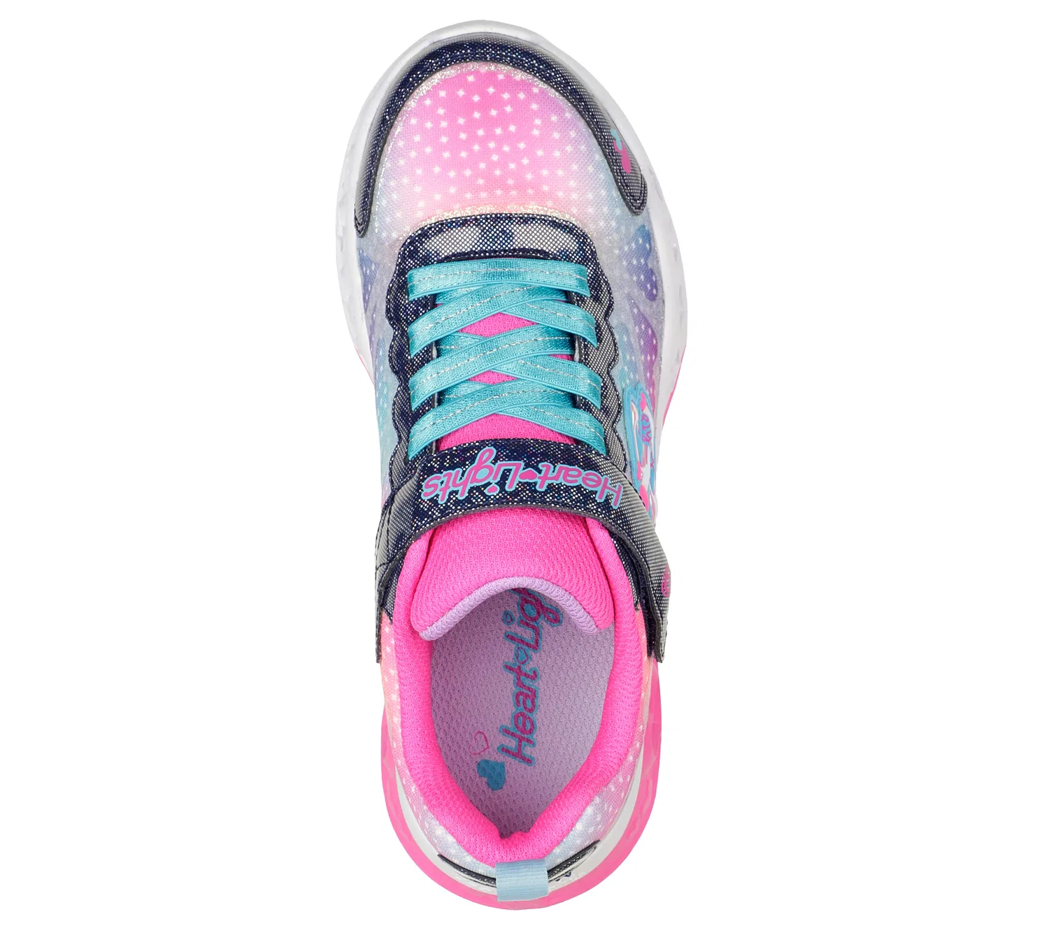 Детские кроссовки с принтом Flutter Heart Lights Simply Love Skechers, Kosmosblau — фото 2