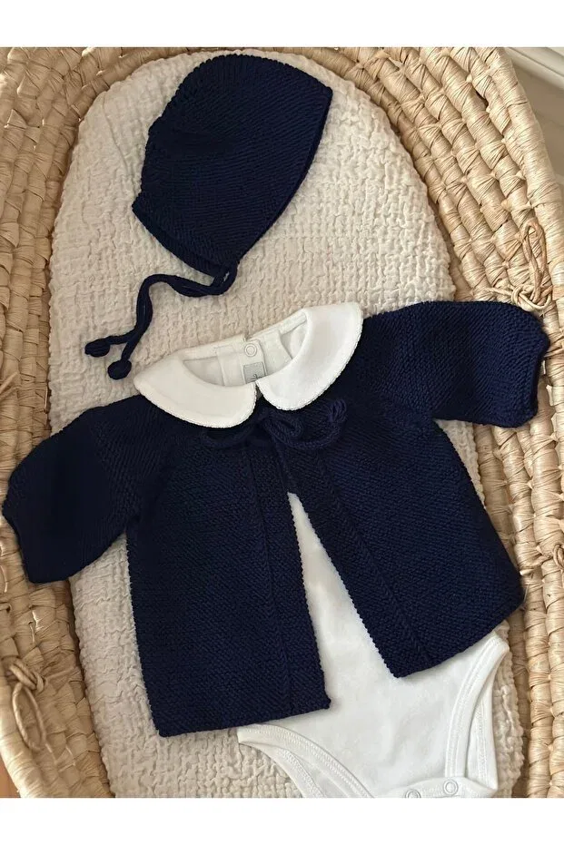 Детский вязаный кардиган на пуговицах спереди Florijee, Navy Blue — фото 2