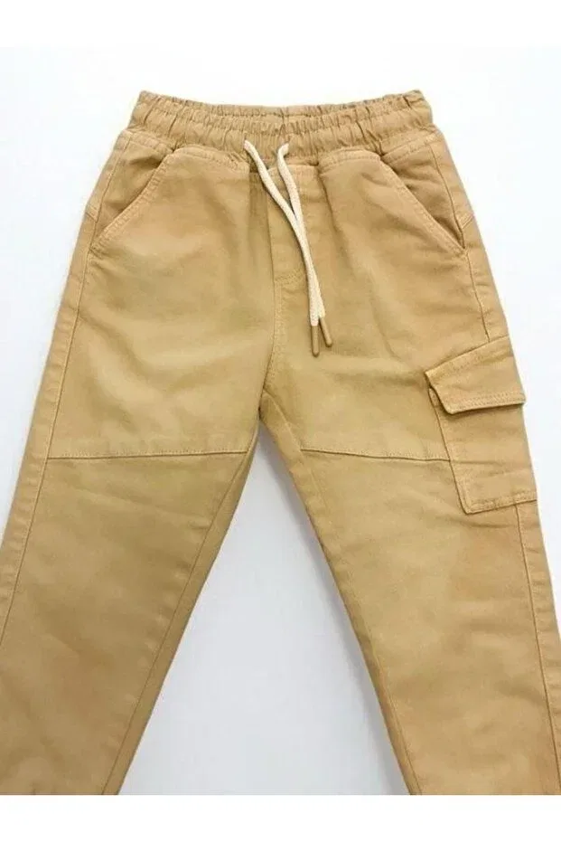 Детские брюки для мальчиков с эластичным поясом Zekids, Beige — фото 2
