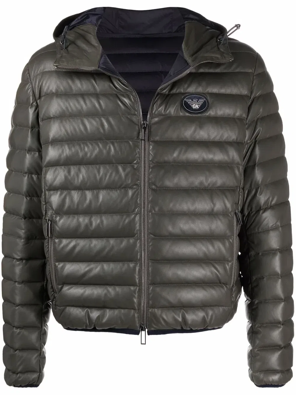Пуховик с капюшоном Emporio Armani, зеленый