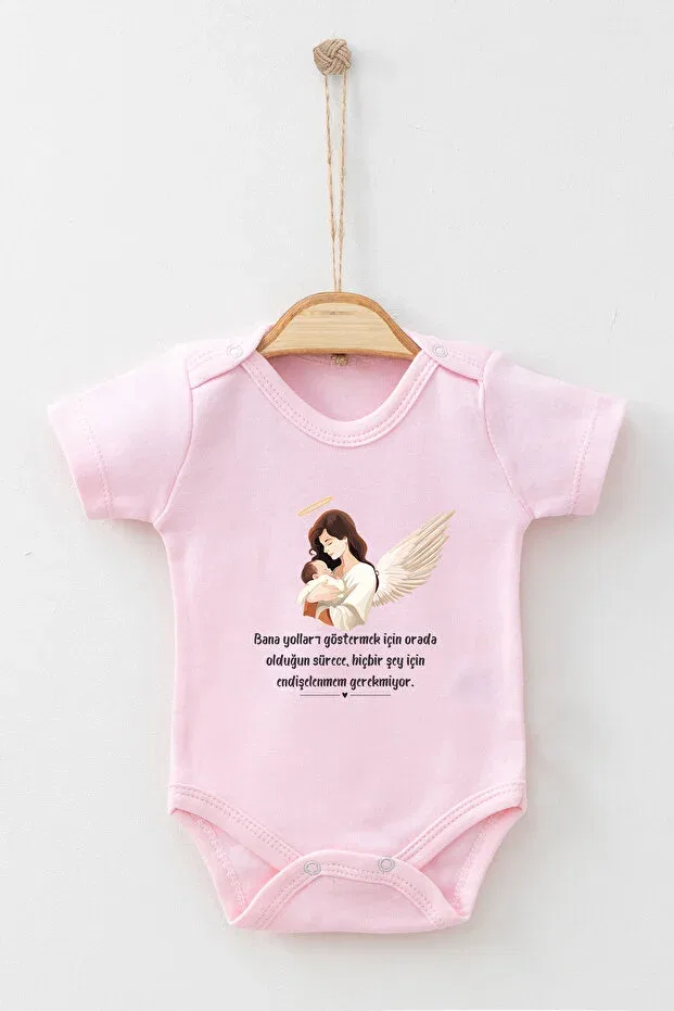 Детское боди для новорожденных с коротким рукавом с принтом My Mother Is An Angel Adabebek, Pink