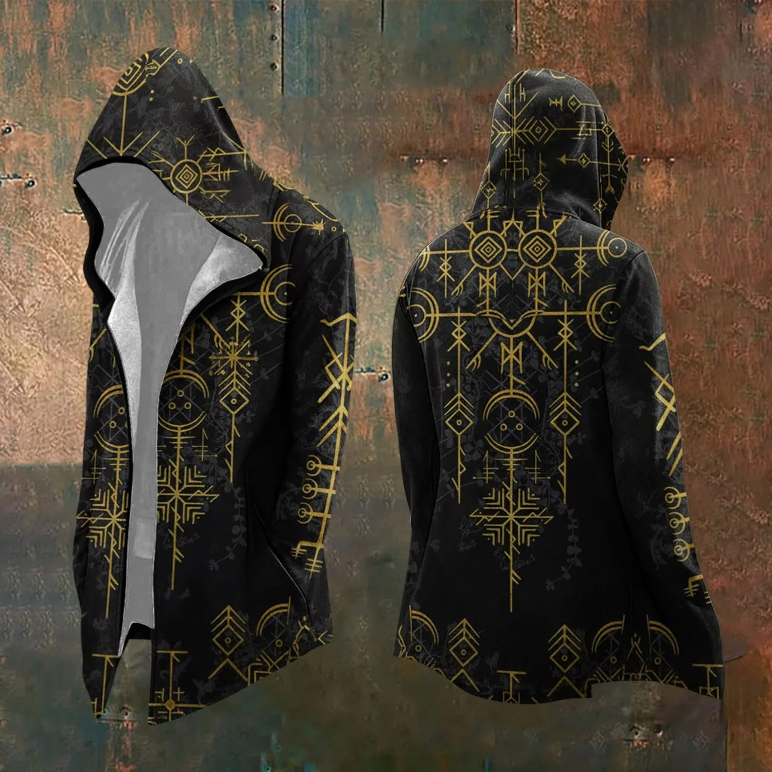 Мужское пальто с капюшоном и молнией Medieval Knit, Nero #17 — фото 2