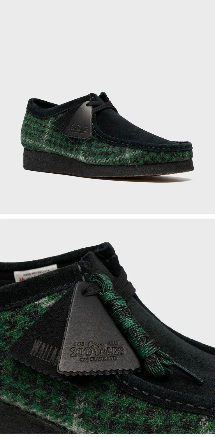 Мужские лоферы Wallabee, зелёный Harris Tweed, от Clarks Originals — фото 3