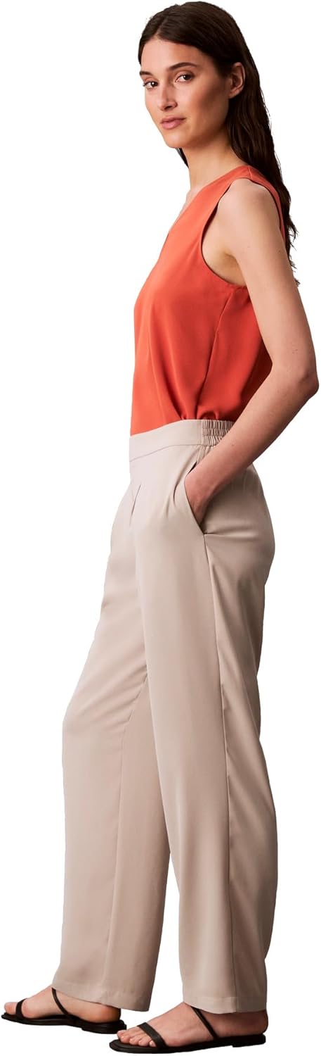 Женские креповые брюки Calvin Klein Wide Leg, землисто-серый — фото 3
