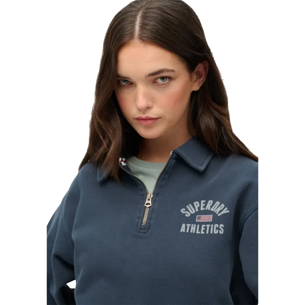 Свитшот Athletic Collared half zip Superdry, синий — фото 4