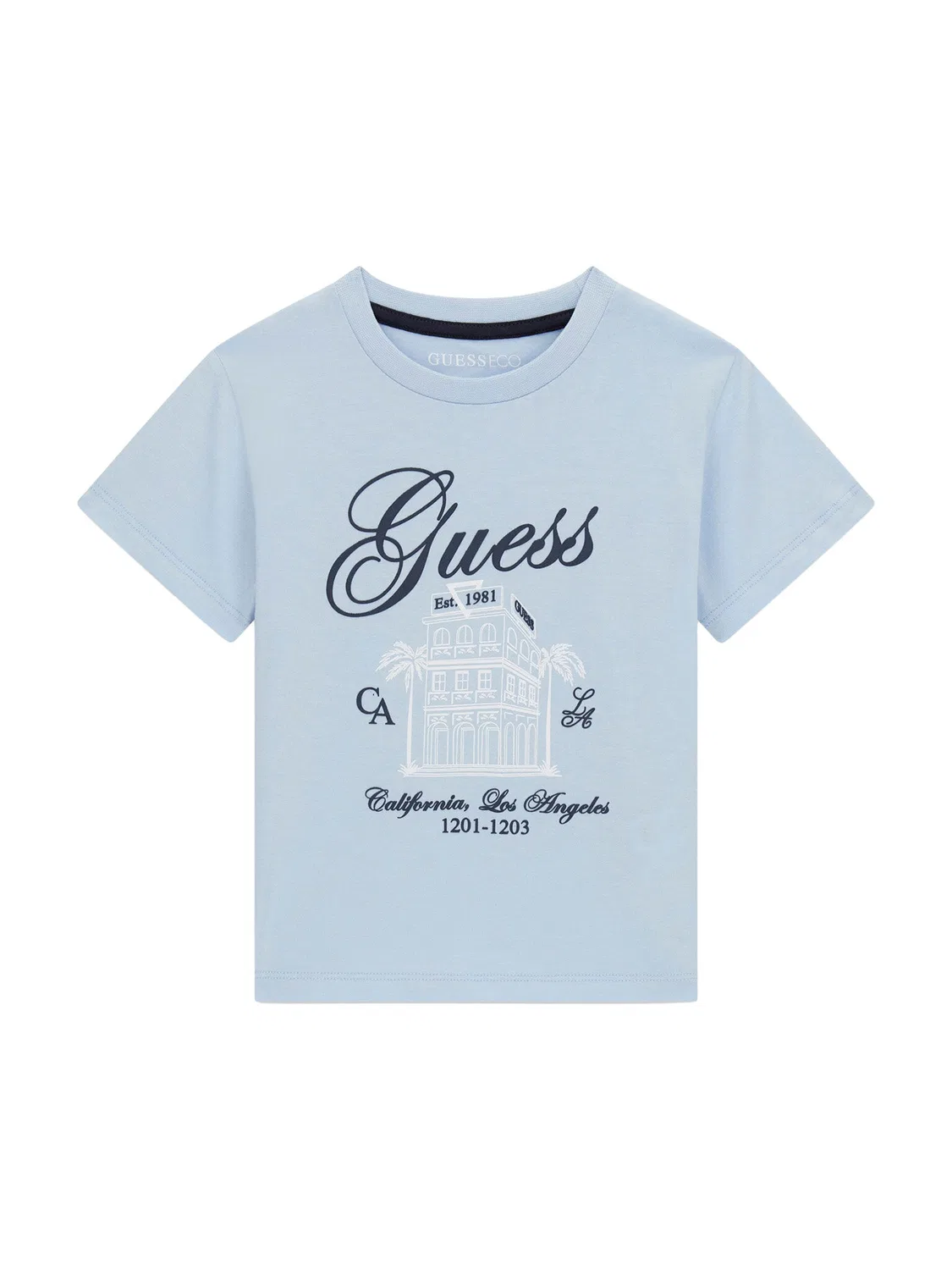 Футболка небесно-голубого цвета стандартного кроя для мальчика Guess, голубой