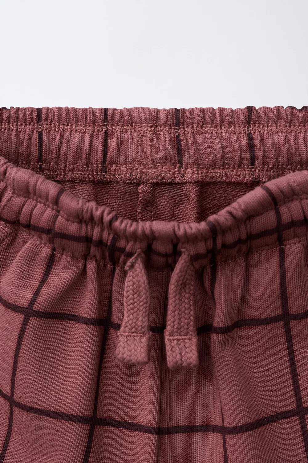 Шорты-бермуды с клетчатым принтом ZARA, Burgundy — фото 3