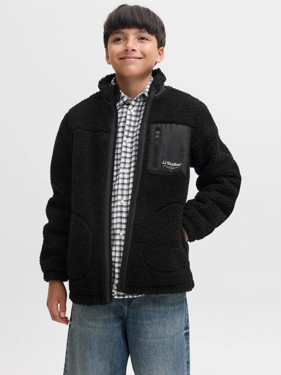 Куртка-плюшевая переходная Jjesoho Jack & Jones Junior, черный — фото 4