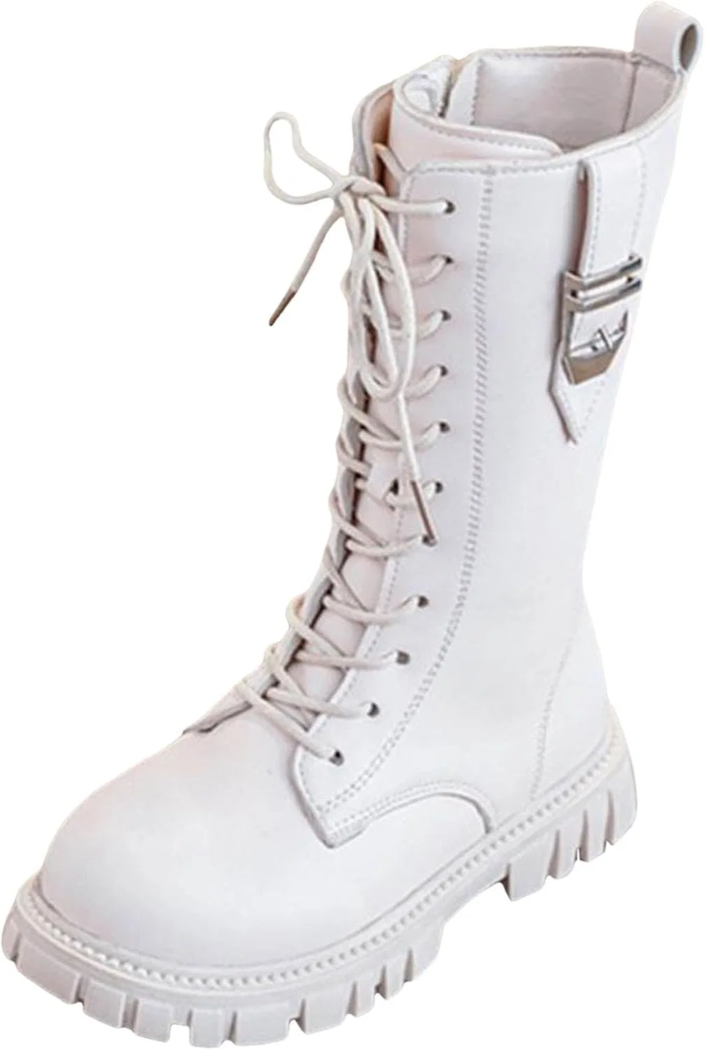 Детские ботинки для девочек на шнуровке с принтом Combat Boots, White — фото 4