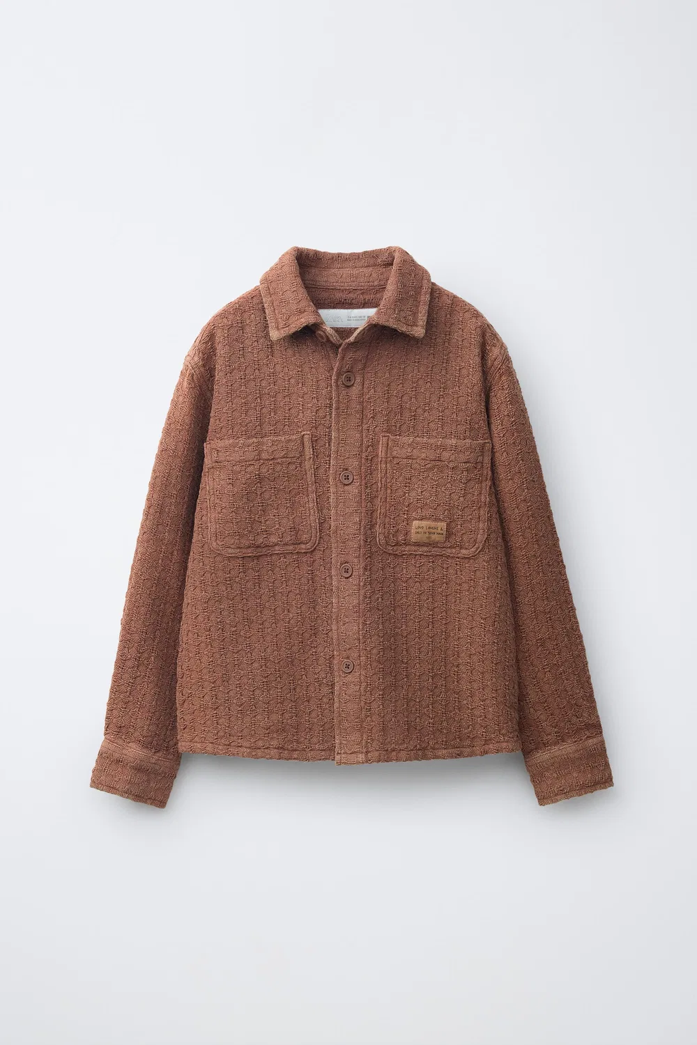 Текстурированная рубашка-куртка с карманами ZARA, Terracotta