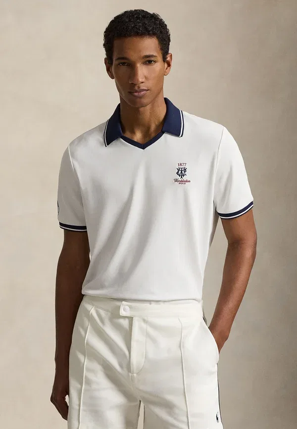 Футболка поло с вышивкой Wimbledon classic fit mesh polo shirt Polo Ralph Lauren, Ceramic White, белый