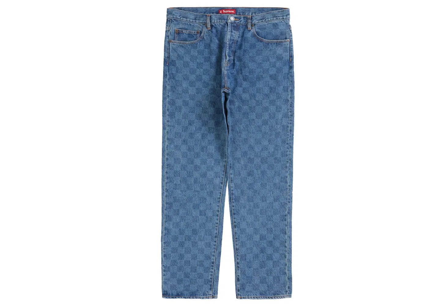 Мужские джинсы с узором в клетку Regular Jean (FW20) Supreme, Washed Checkerboard