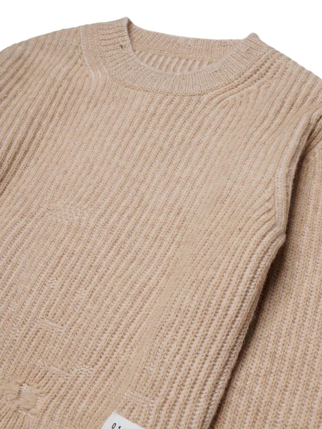 Трикотажный джемпер в рубчик бежевый MM6 Maison Margiela, нейтральные — фото 4
