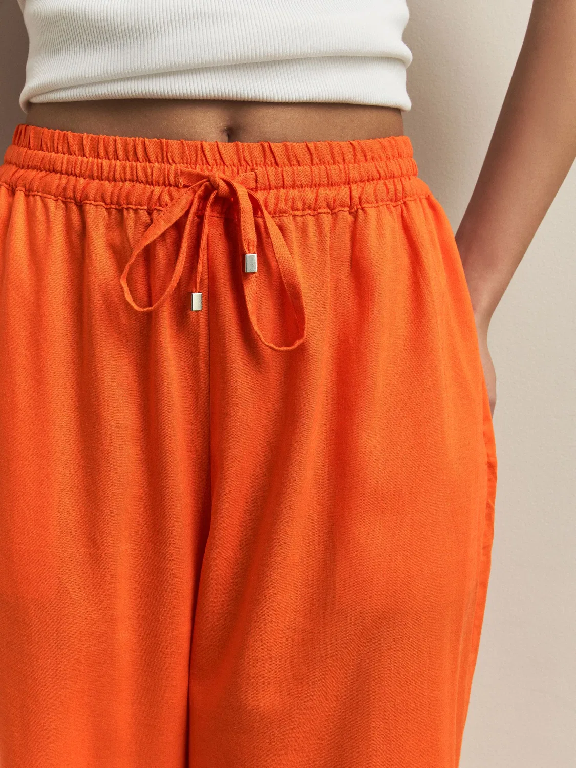 Брюки широкие на резинке Orange Wide Leg Next, оранжевый — фото 4