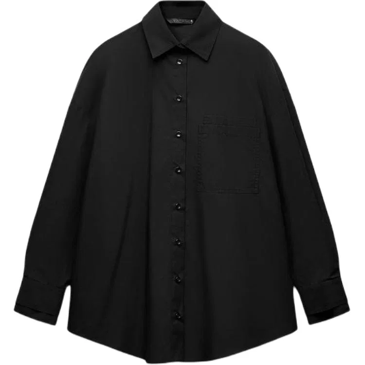 Женская рубашка с лацканами Black ZARA, Черный
