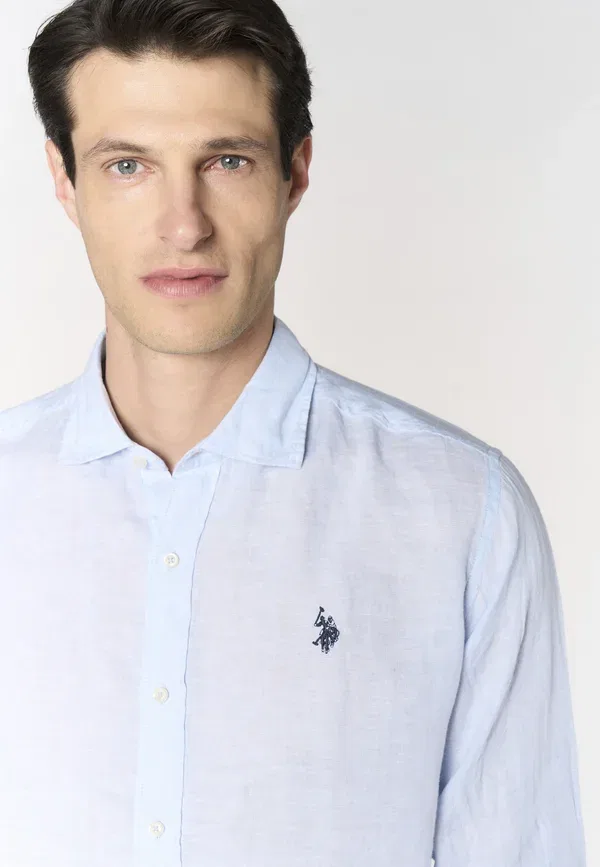 Рубашка из льна Shirt U.S. Polo Assn., синий — фото 4