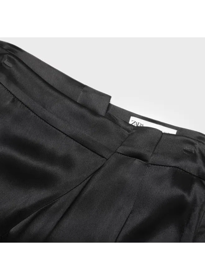 Брюки свободные деловые Zara, черный — фото 4