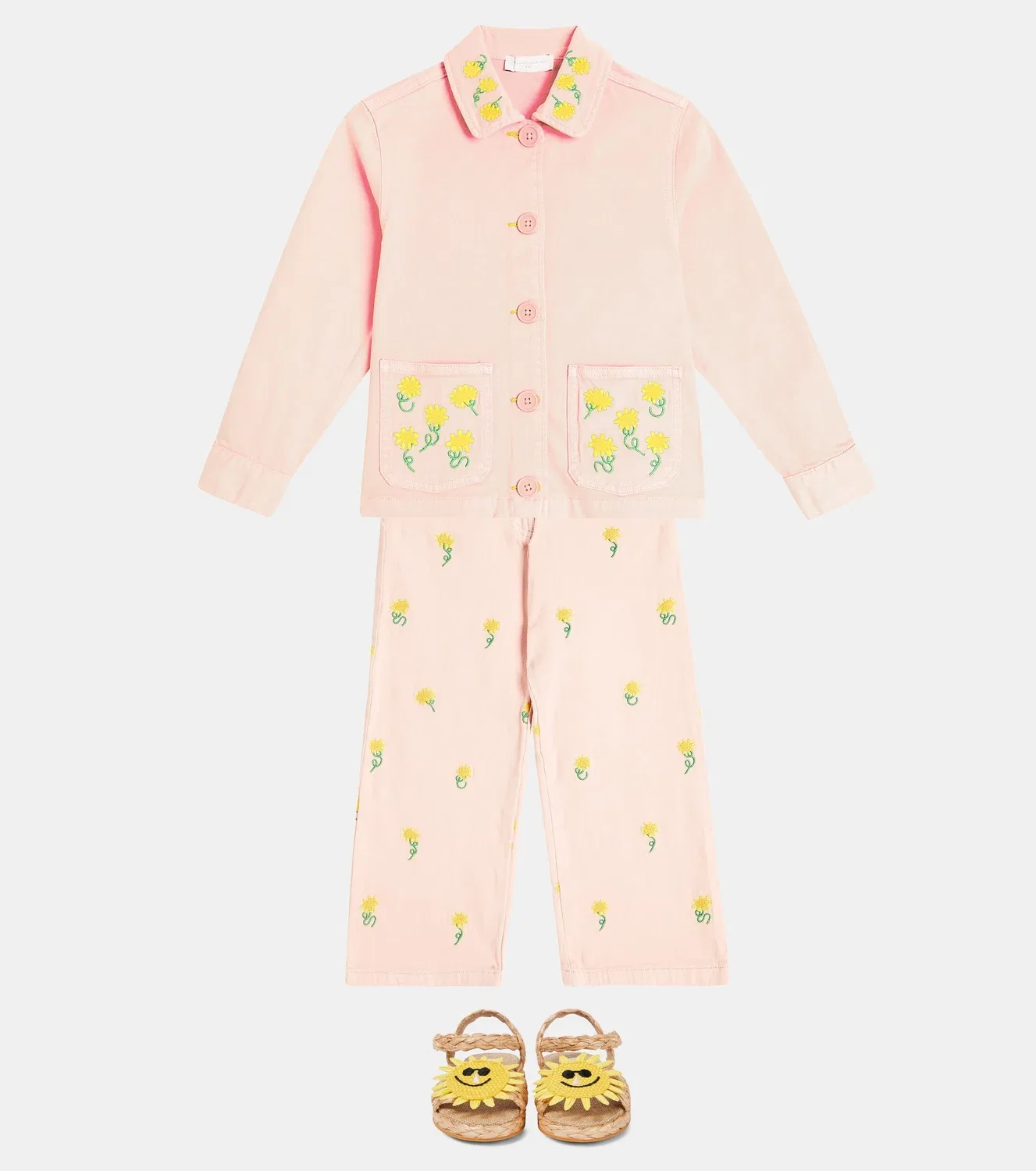 Брюки хлопковые с вышивкой Stella Mccartney Kids, розовый — фото 2