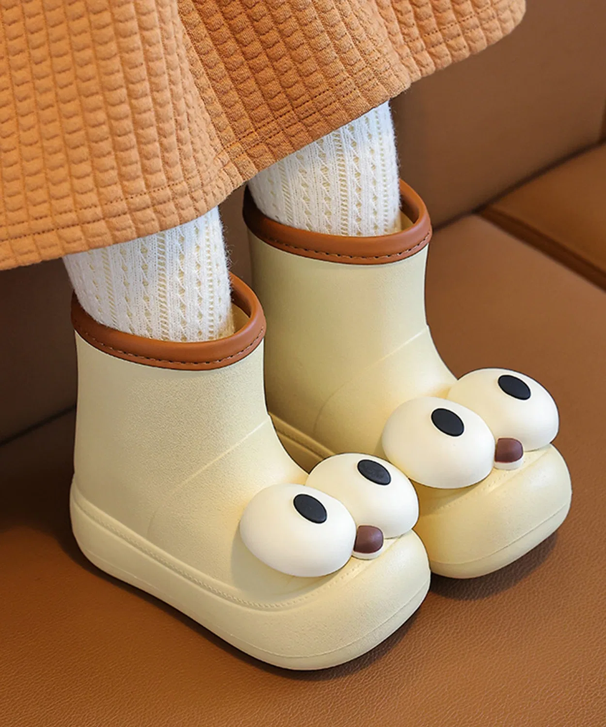 Детские дождевые сапоги с большими глазами, модель shoes365, White