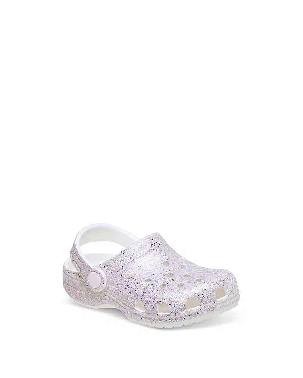 Детские сабо с блестками Classic Fantasy Glitter Crocs, белый