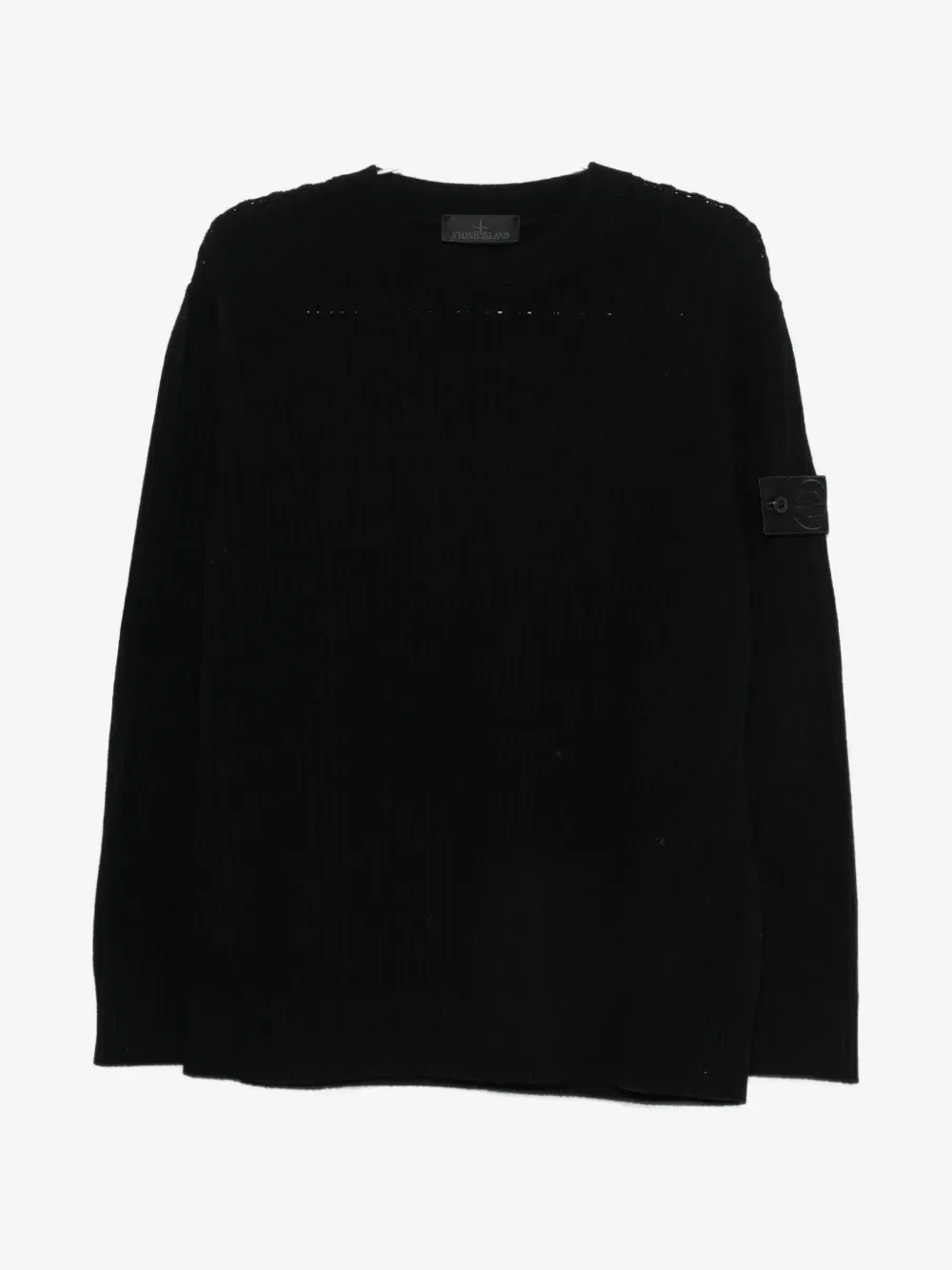 Вязаный свитер с логотипом-нашивкой Stone Island, черный