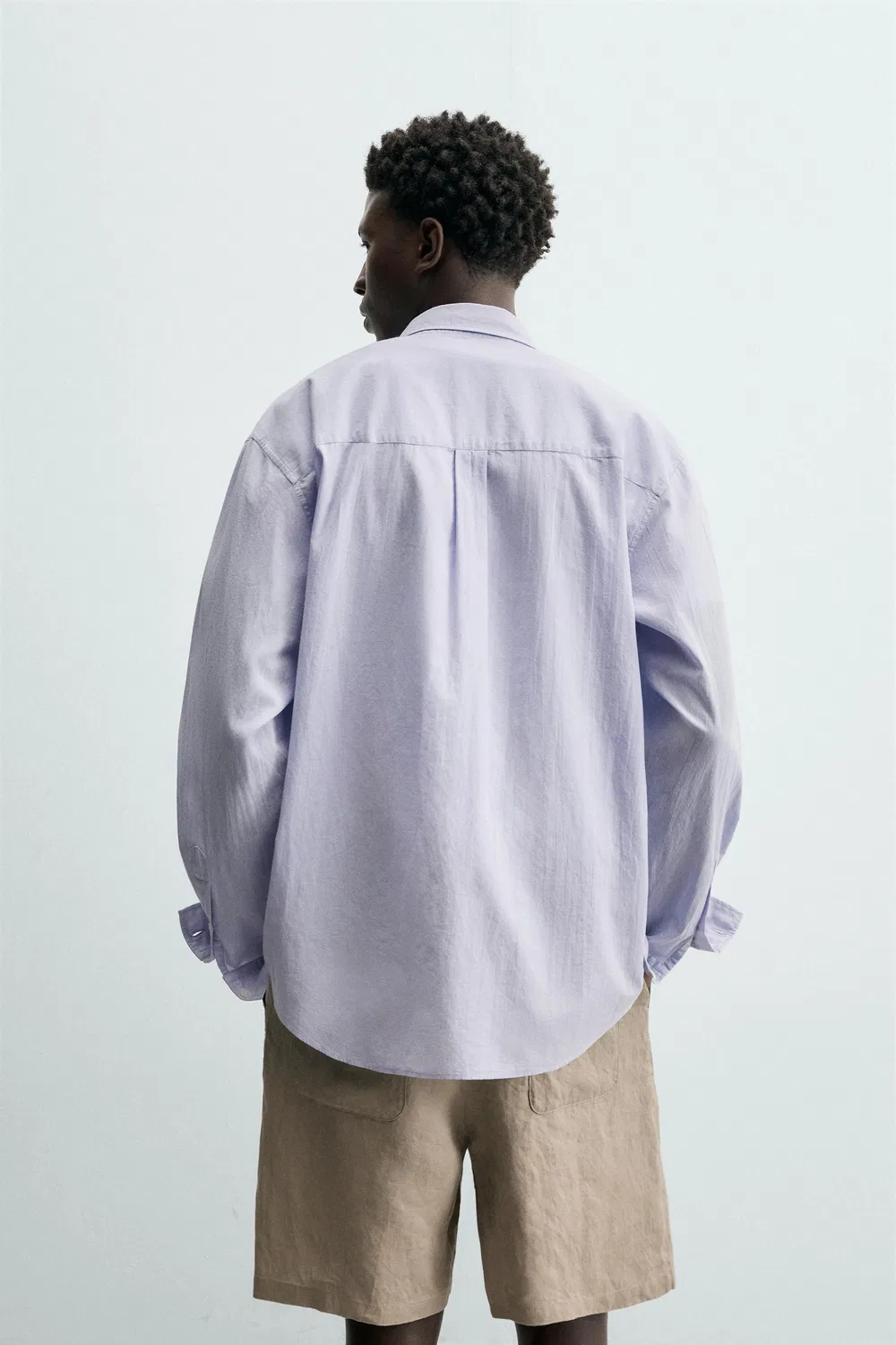 Рубашка из хлопкового вуаля ZARA, Lavender — фото 3