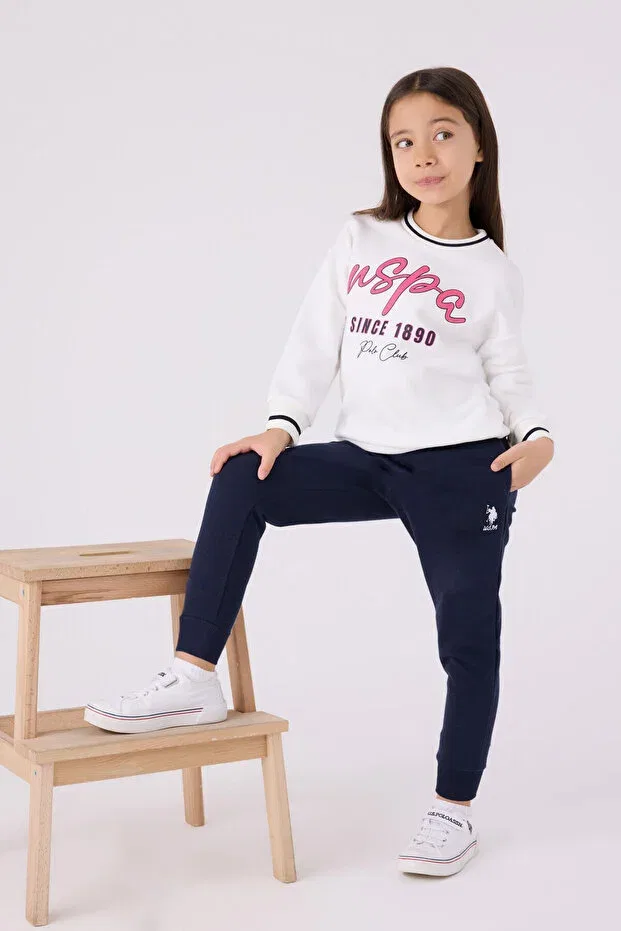 Детский комплект спортивного костюма для девочек с принтом U.S. Polo Assn., Nude Color — фото 3