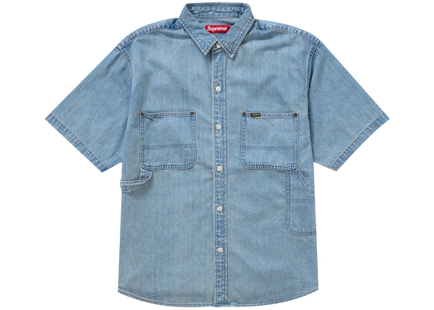 Мужская рубашка с коротким рукавом из денима Supreme Shirt, Washed Blue