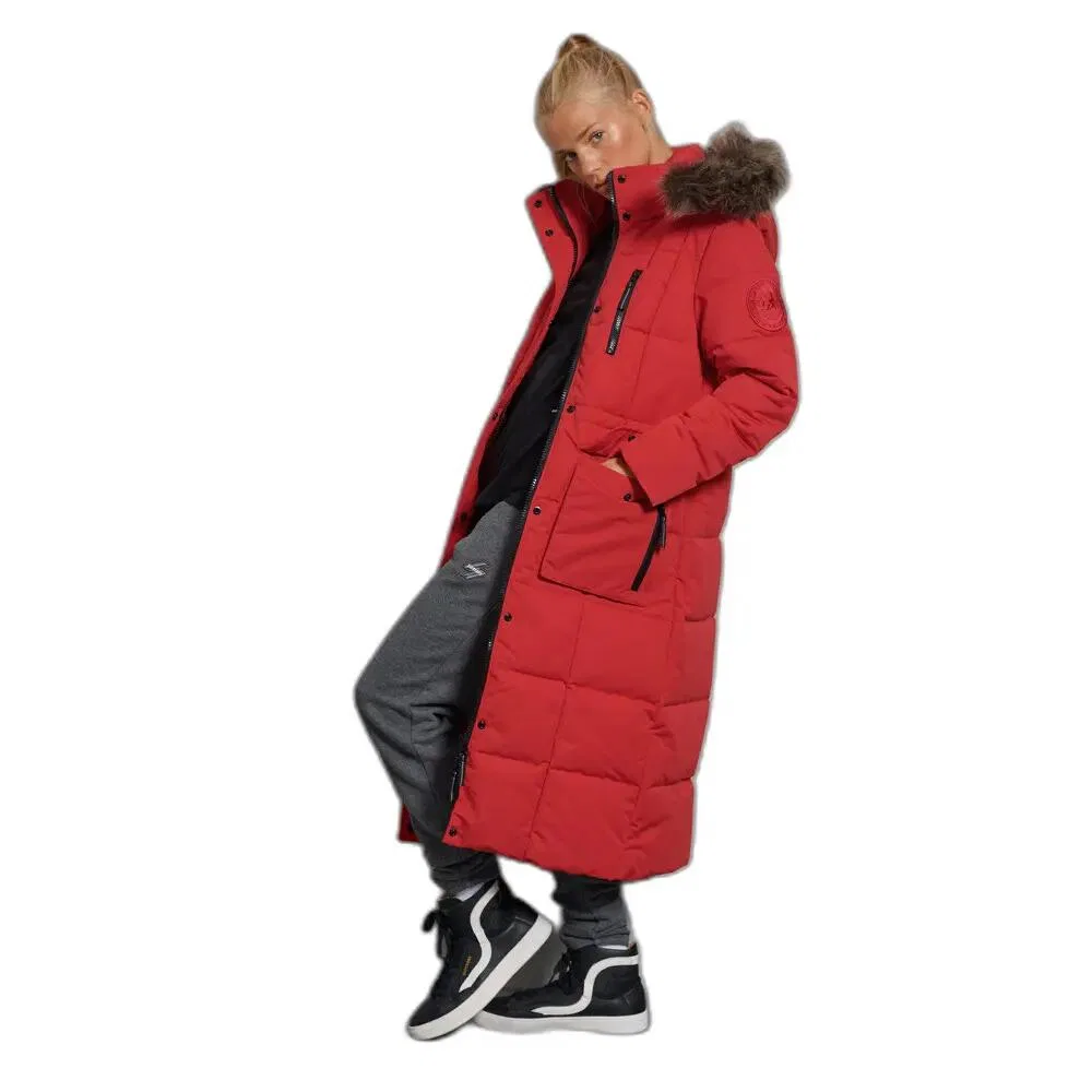 Женская длинная парка с искусственным мехом Superdry Everest, ROT