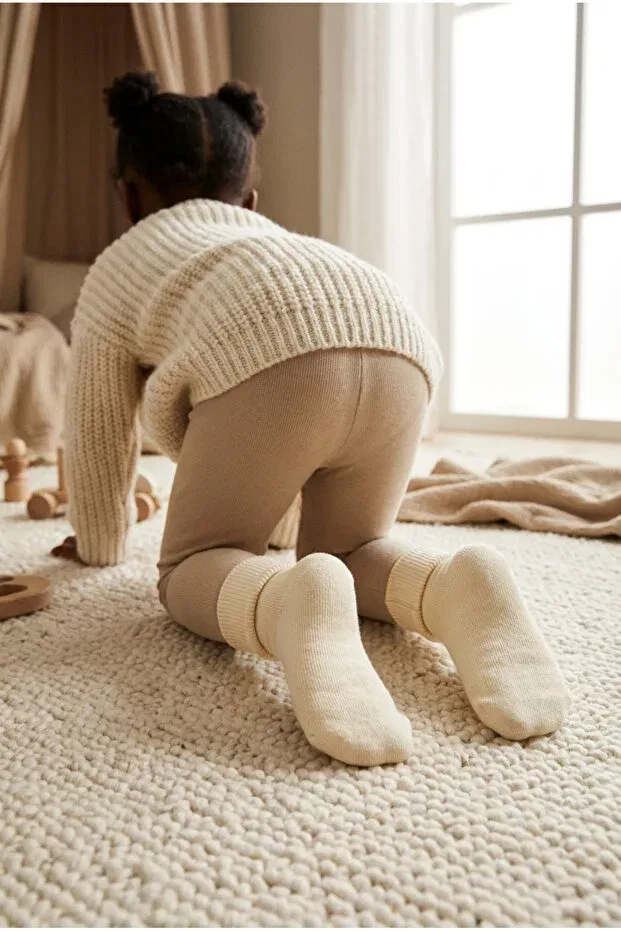 Детские носки для новорожденных с принтом Baby mushroom patterned towel sock Katia&Bony, Ecru — фото 2