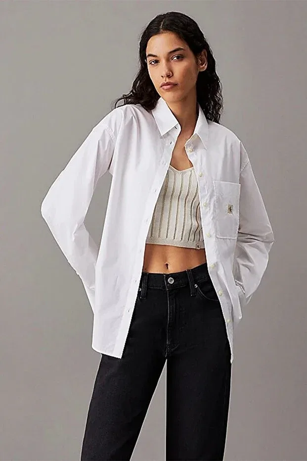 Женская рубашка из хлопка Calvin Klein, White