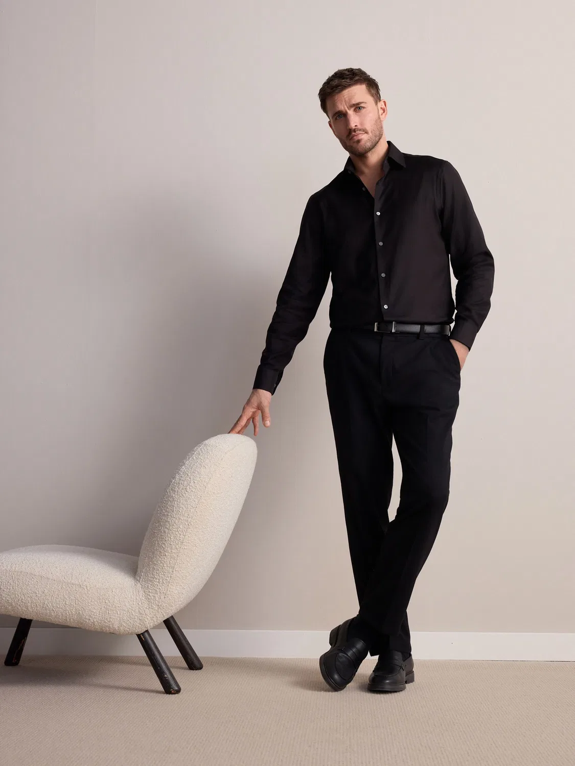 Рубашка с фактурой, Slim Fit, Signature Next, черный — фото 2