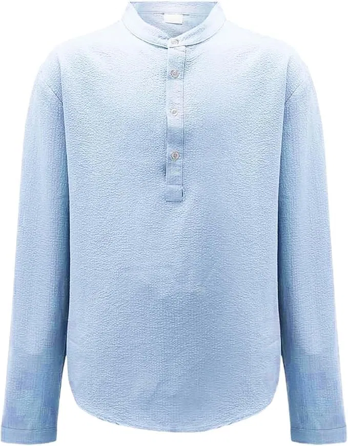 Мужская футболка-поло с воротником и пуговицами Long Sleeve Yoga, Light Blue — фото 4