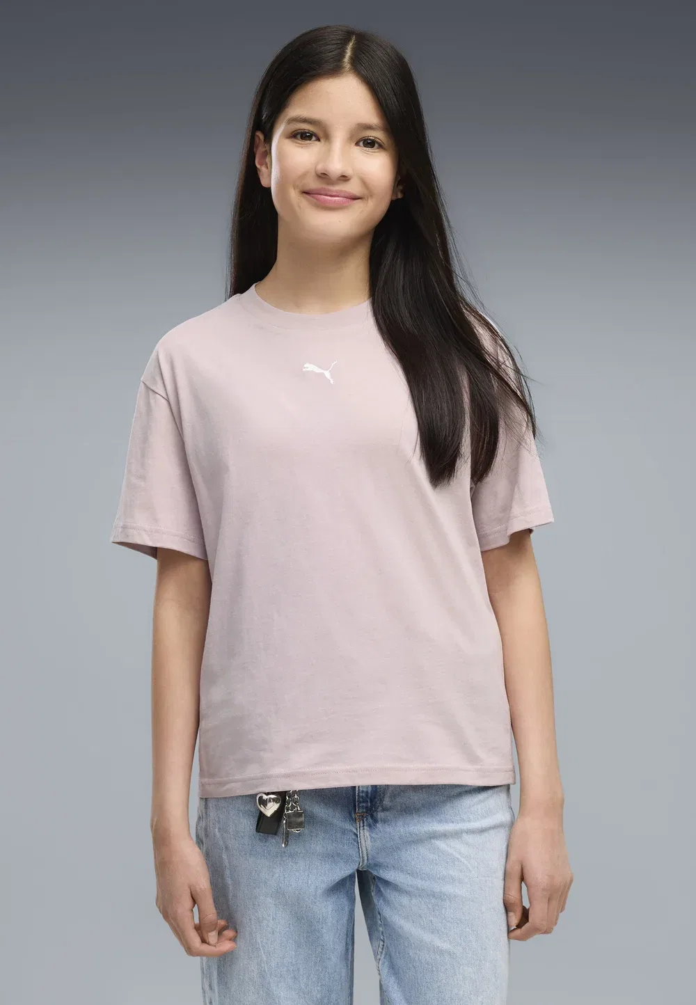 Футболка Ess boxy tee g унисекс - с принтом Puma, Misty Pink — фото 2
