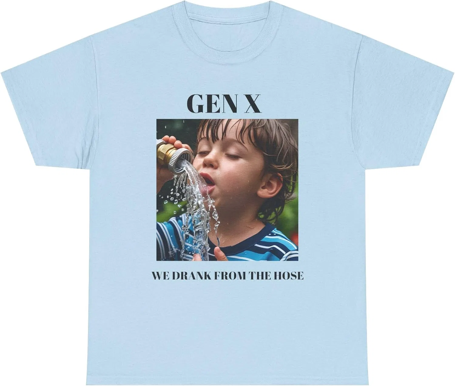 Мужская футболка с принтом Gen-X T-Shirt We Drank from The Hose, светло-синий