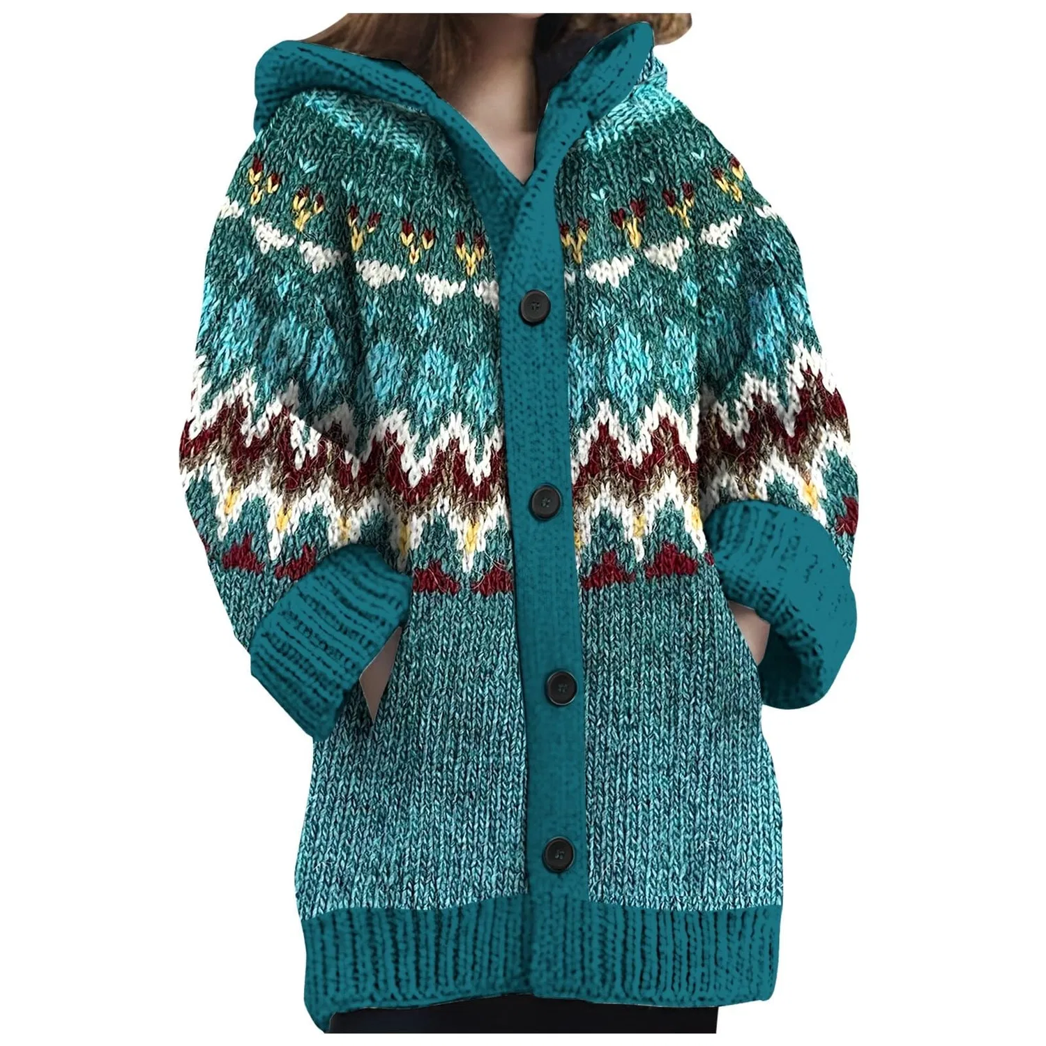 Женское пальто с капюшоном и карманами, Casual Style, Cielo blu
