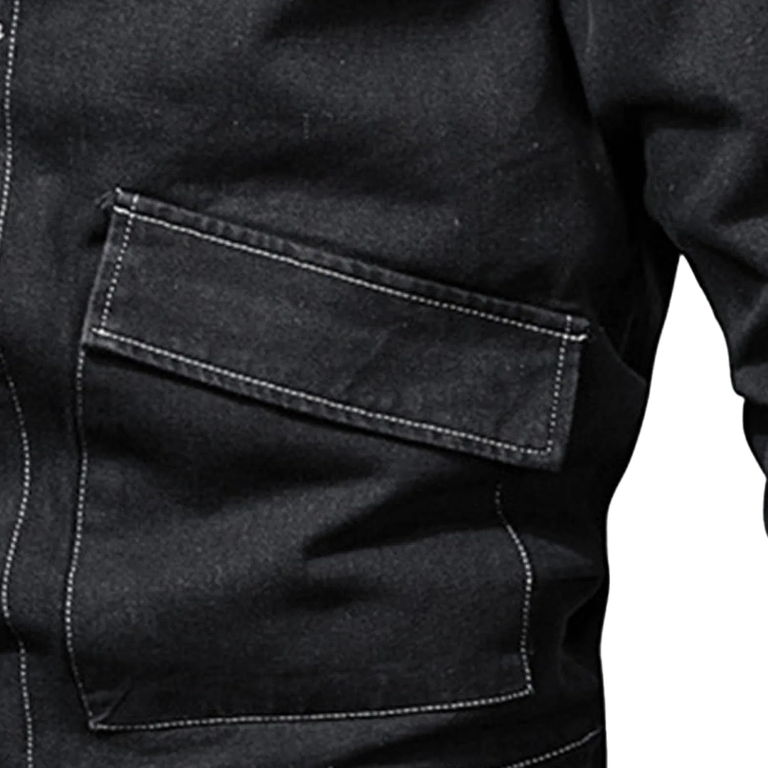 Мужская джинсовая куртка-тракер с принтом, Western Classic Denim Jacket, чёрный — фото 2