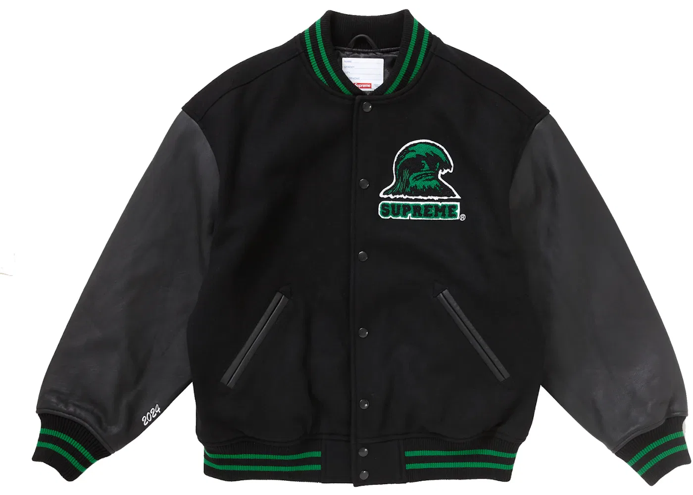 Мужская ветровка Supreme Wave Varsity Jacket Black — фото 3