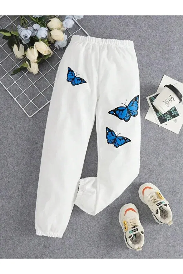 Детские спортивные штаны для девочек с принтом Basics Morning Kids, White