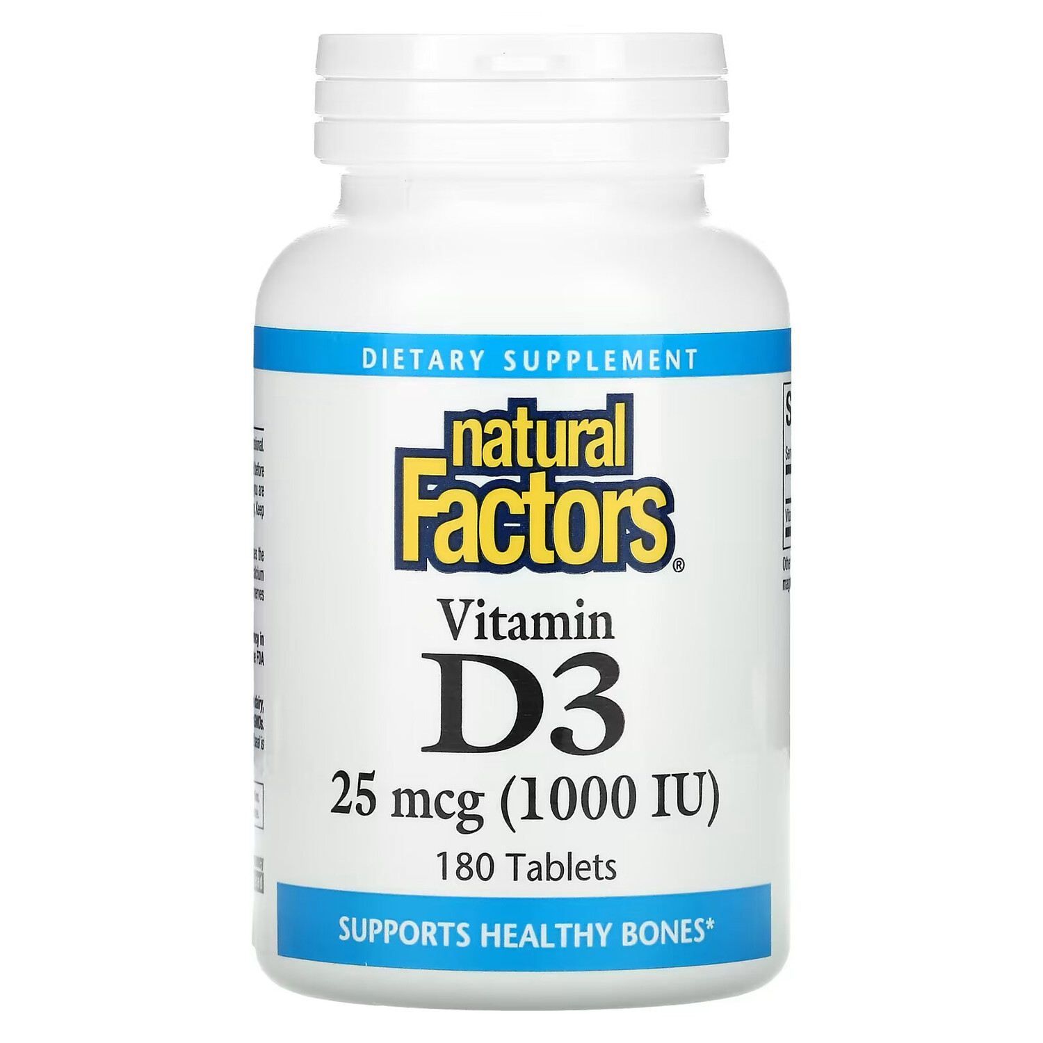 

Natural Factors, Витамин D3, 1000 МЕ, 180 таблеток