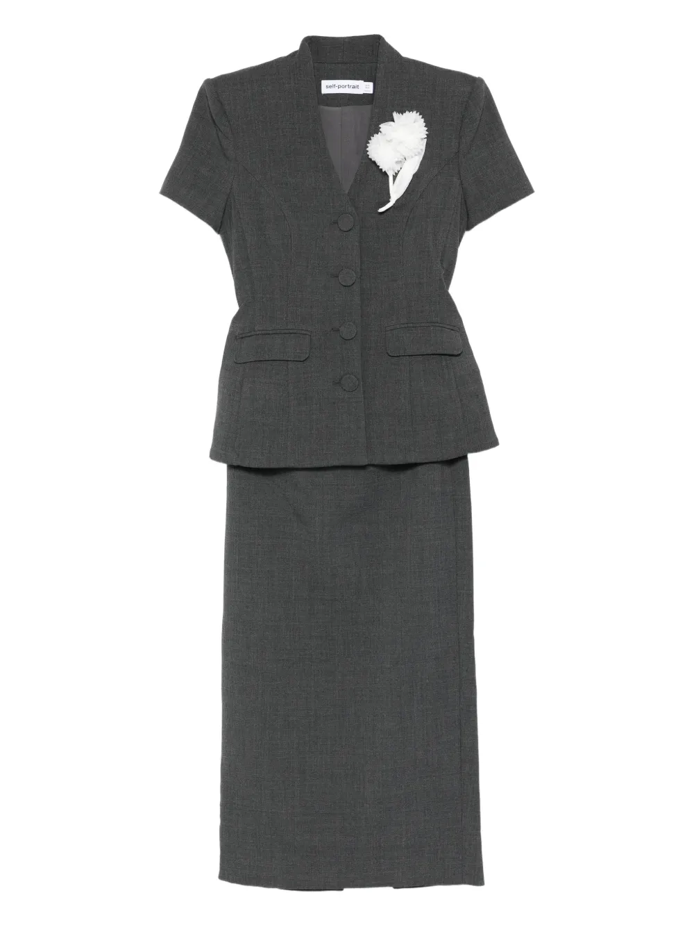 

Юбка-костюм с цветочным украшением Self-Portrait, серый