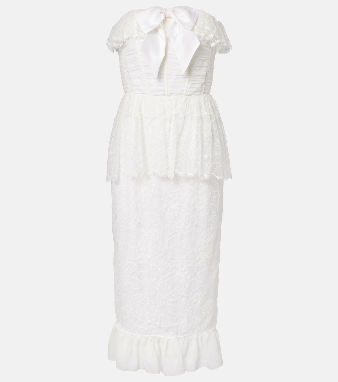 

Платье-бюстье из кружева и шелкового жоржета Alessandra Rich, белый