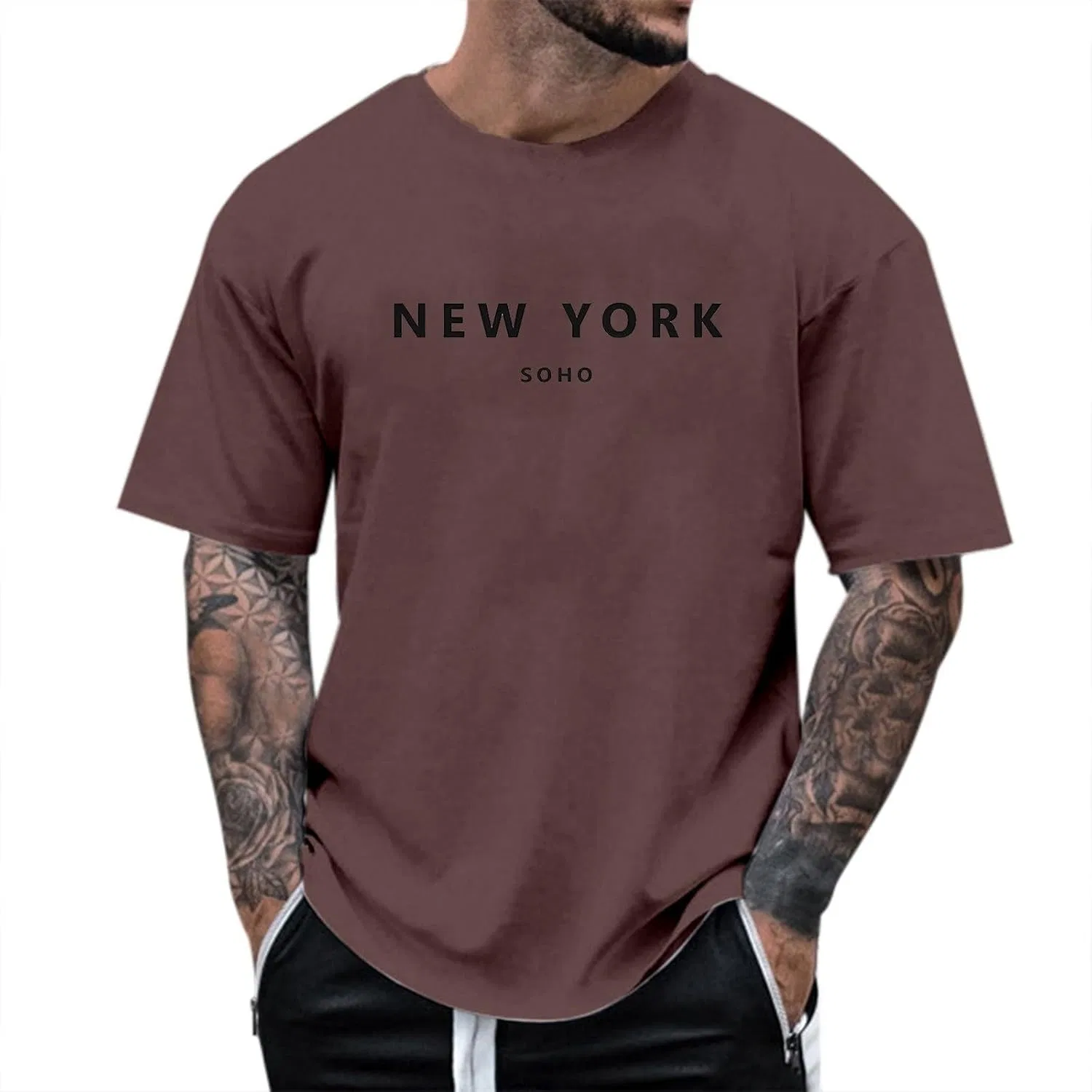 Мужская футболка с принтом букв Regular Fit, Coffee
