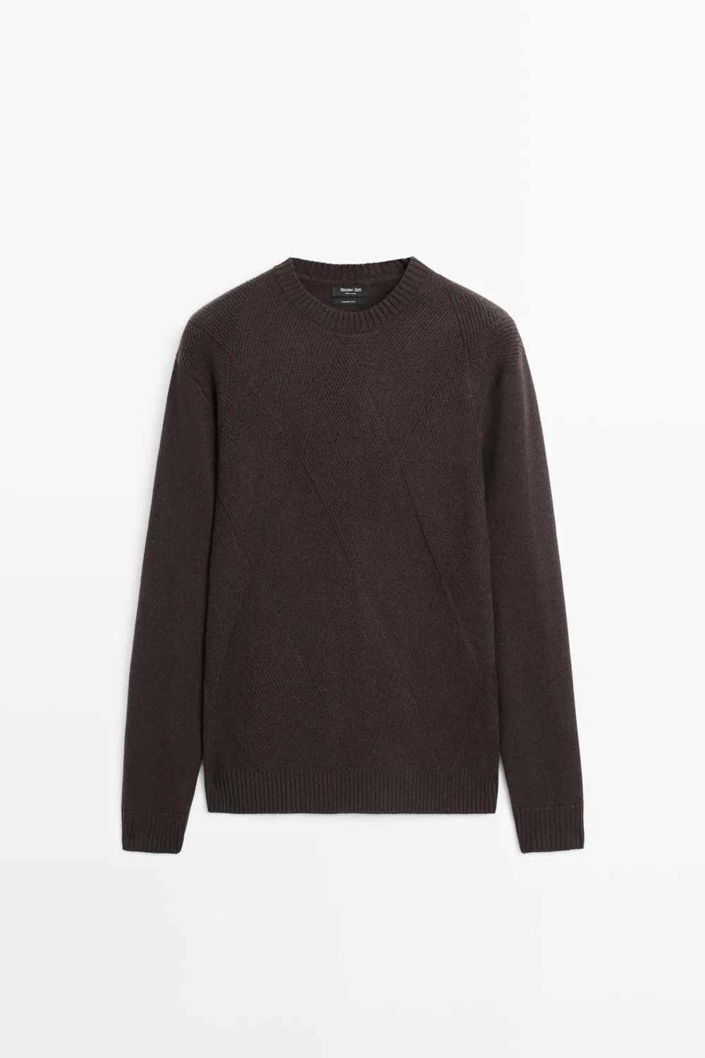 Свитер Massimo Dutti Cashmere And Wool Blend Crew Neck, хаки-зеленый — фото 2