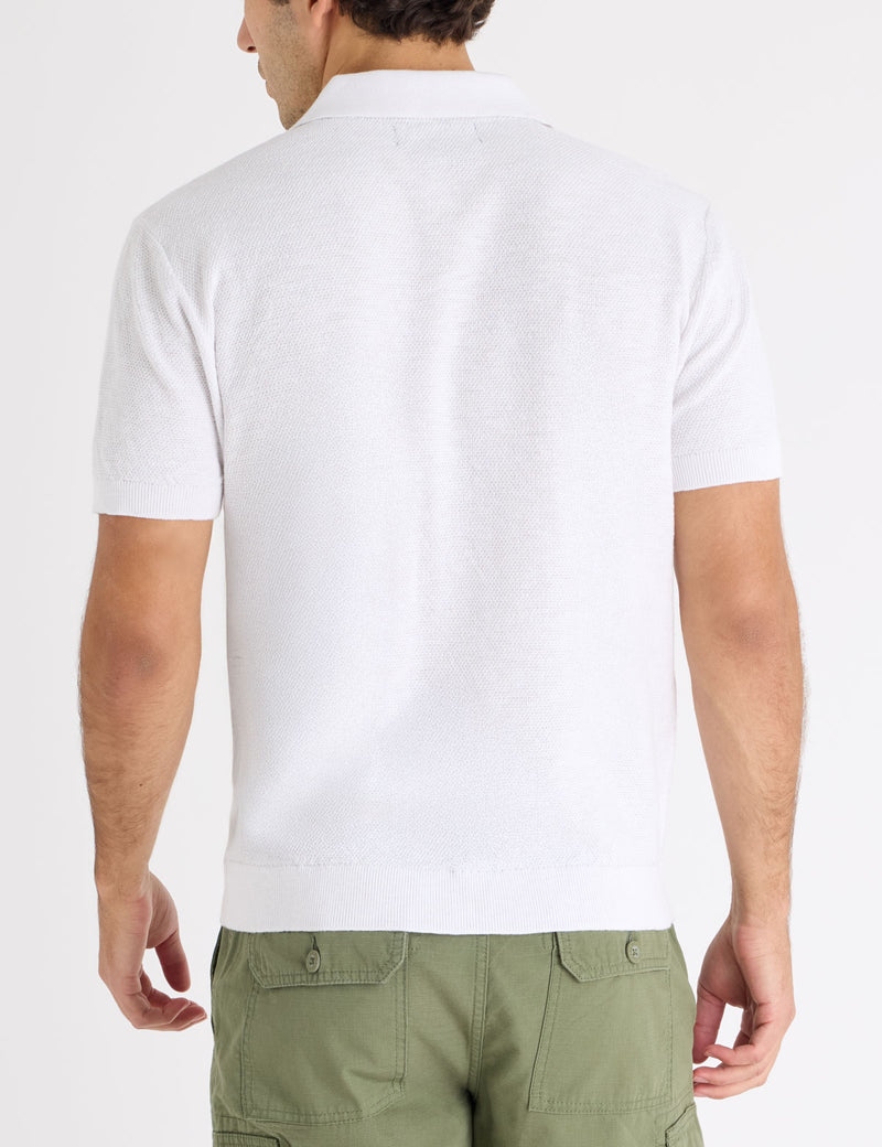Мужская футболка-поло U.S. Polo Assn. Button Front Seed Stitch Cotton Slub, белый — фото 2