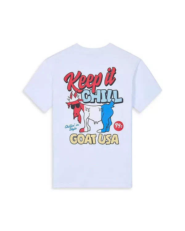 Детская футболка с принтом Keep It Chill Goat Usa, белый — фото 2